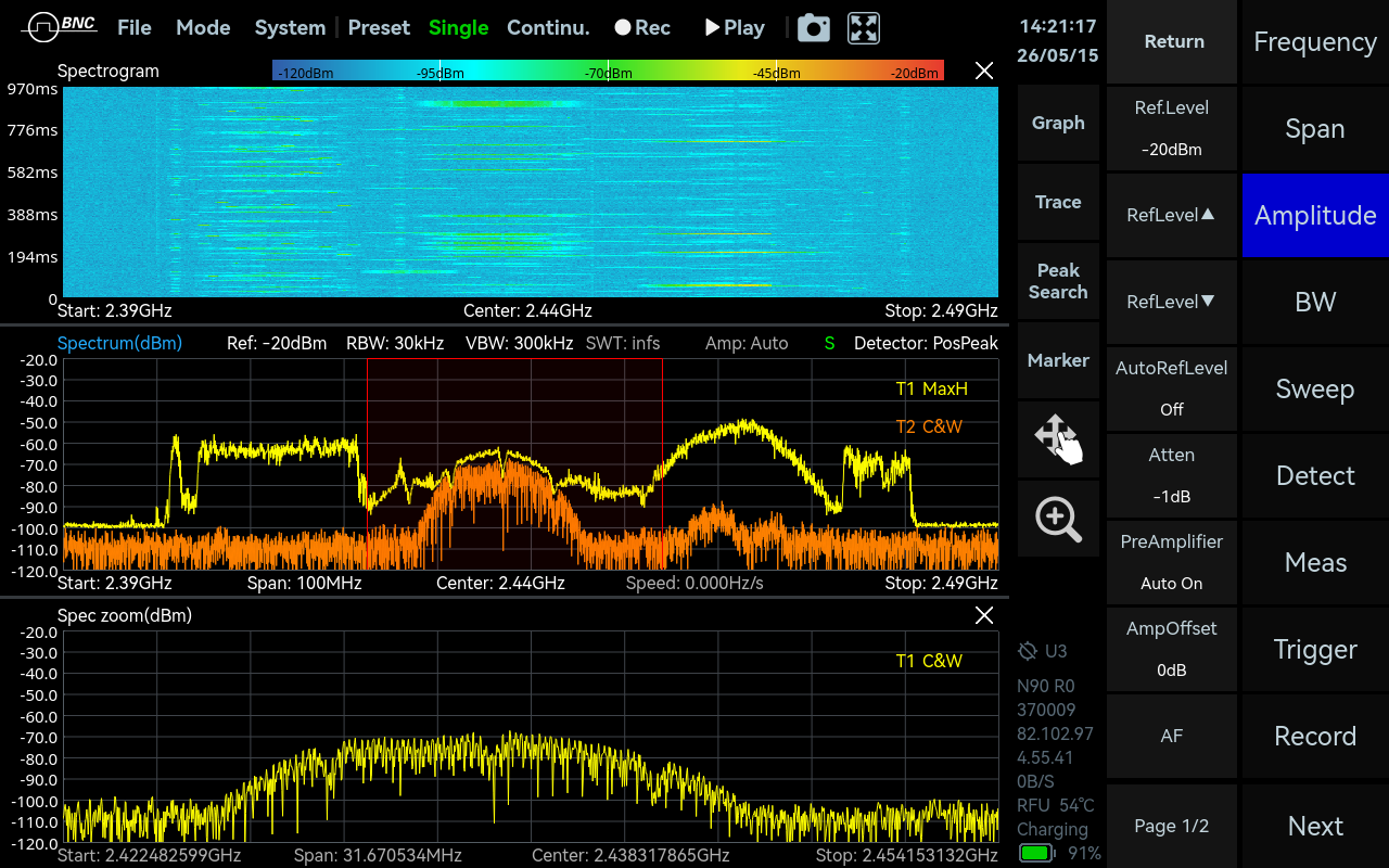 SpecICX-gen3 screenshot: Standard Spectrum Analysis mode